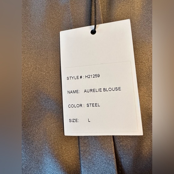 Generation Love Aurelie Silk Blouse in Steel - Size L - Picture 7 of 8